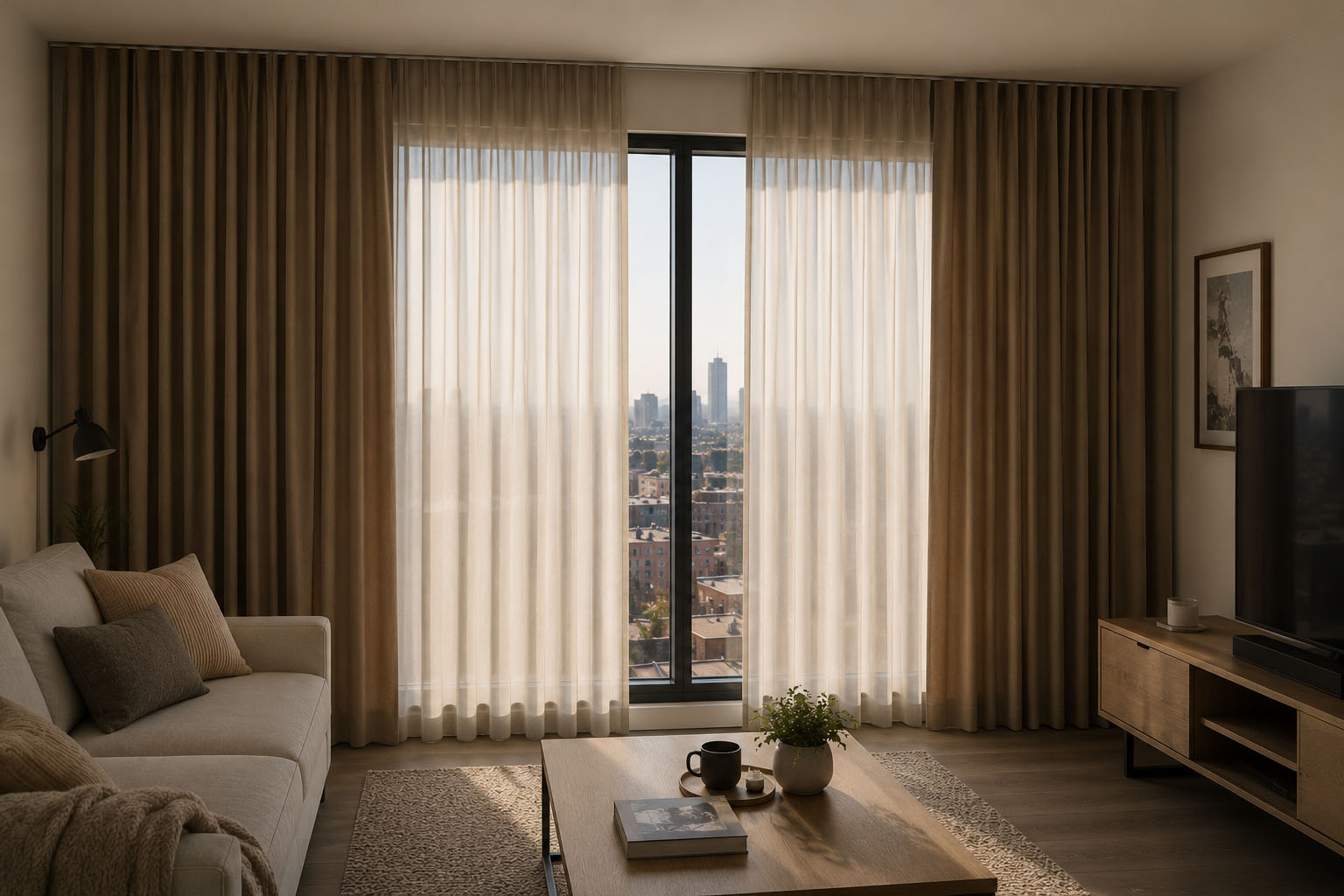 Curtains shown in a modern interior