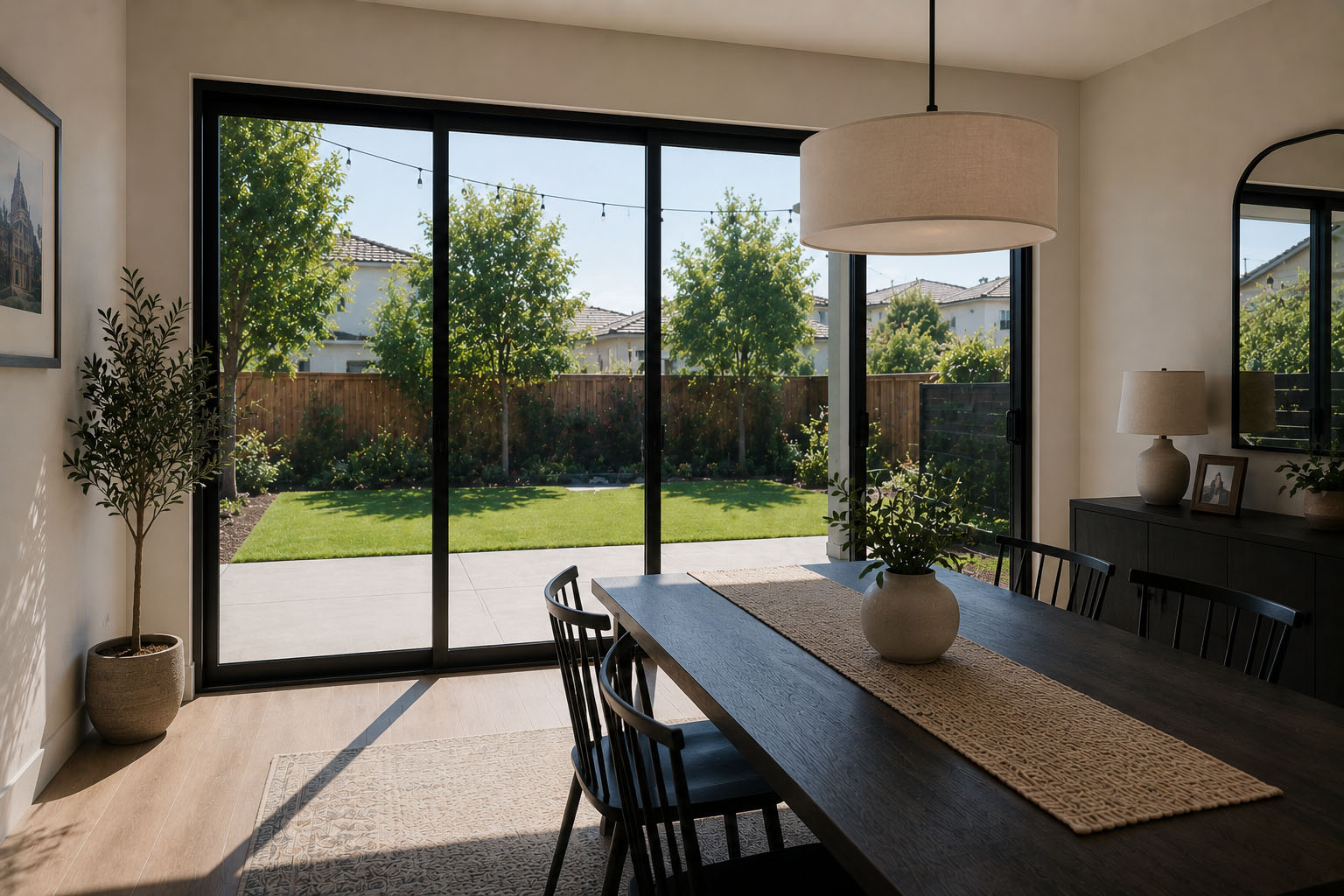Large glass doors with an open view